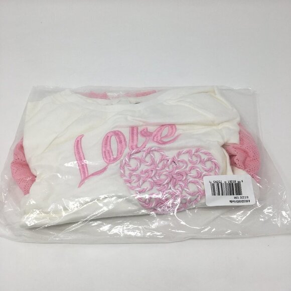 NWT KENSIE Infant Baby Girls 12M French Terry Dress Pink White - Picture 2 of 4